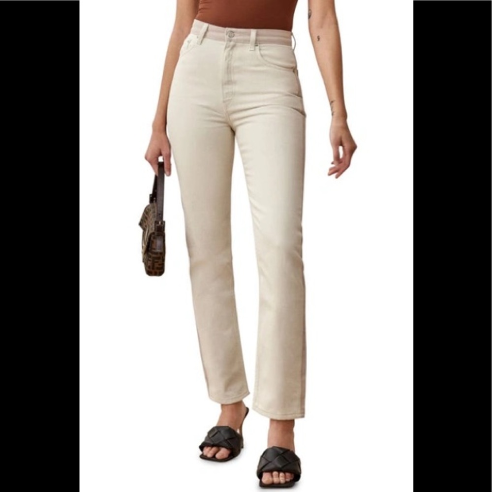 Like new !Reformation Cynthia 2 tone jeans